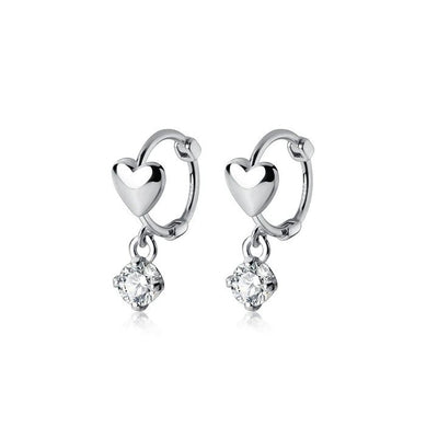 Crystal Heart Drop Hoop Earrings - Beautiful Earth Boutique