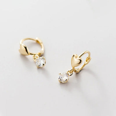 Crystal Heart Drop Hoop Earrings - Beautiful Earth Boutique