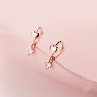 Crystal Heart Drop Hoop Earrings - Beautiful Earth Boutique