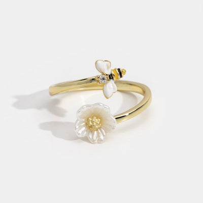 Crystal Honeybee Flower Ring - Beautiful Earth Boutique