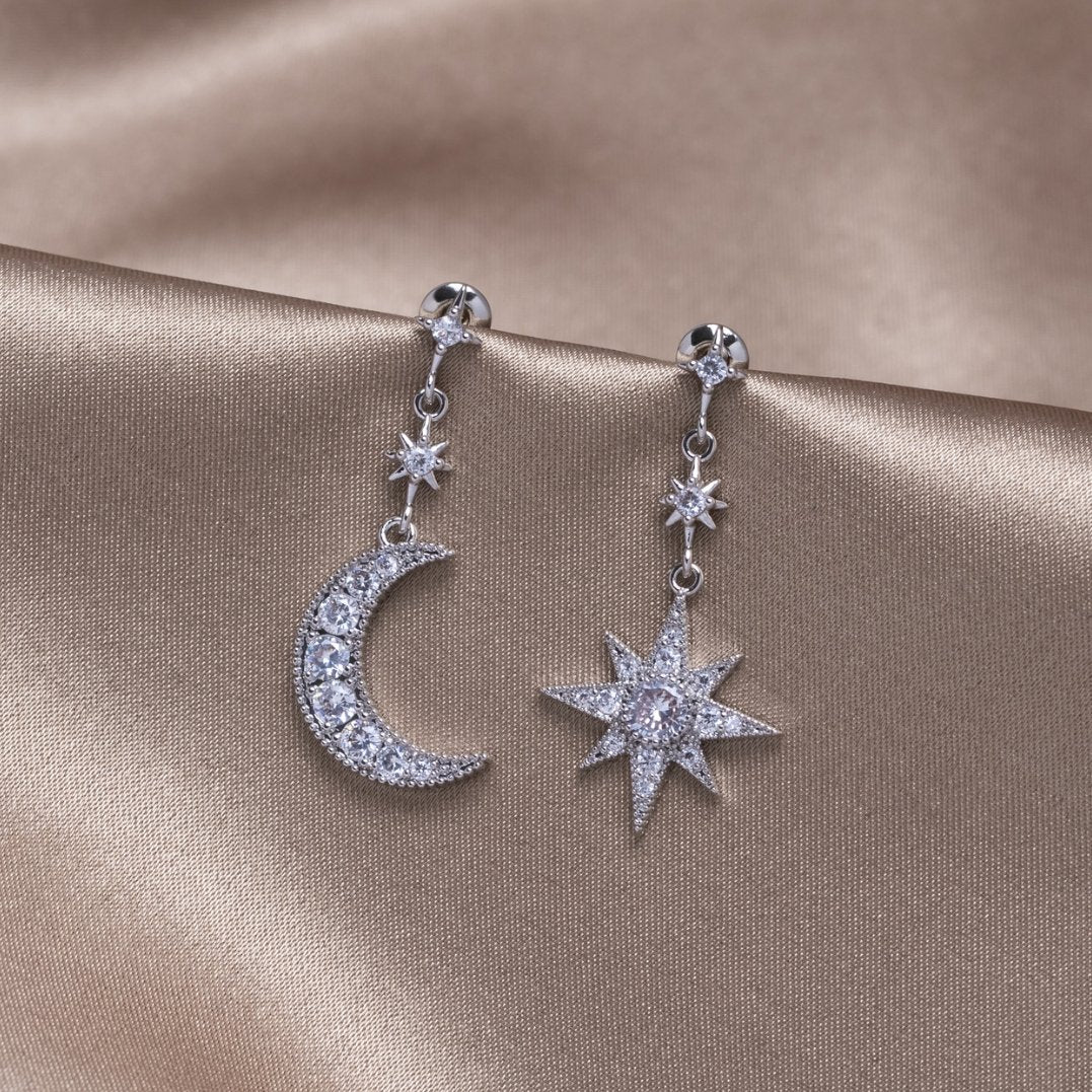 Crystal Moon & Star Earrings - Beautiful Earth Boutique