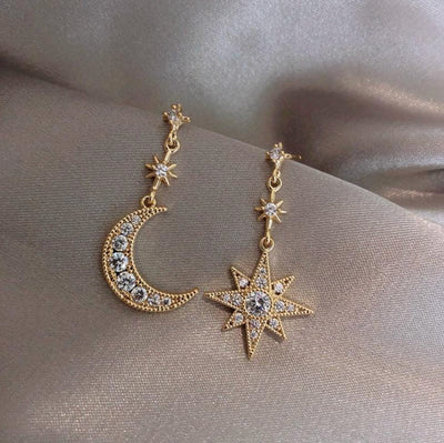 Crystal Moon & Star Earrings - Beautiful Earth Boutique