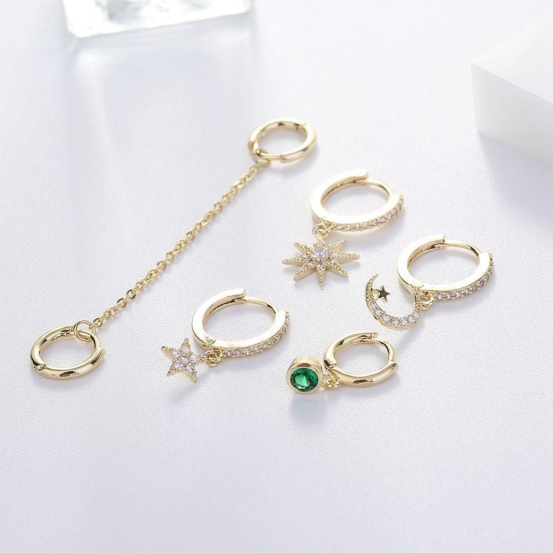 Crystal Moon & Star Hoop Earrings Set - Beautiful Earth Boutique