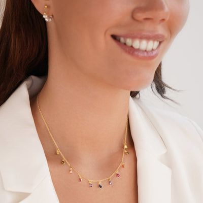 Crystal Rainbow Gold Necklace - Beautiful Earth Boutique