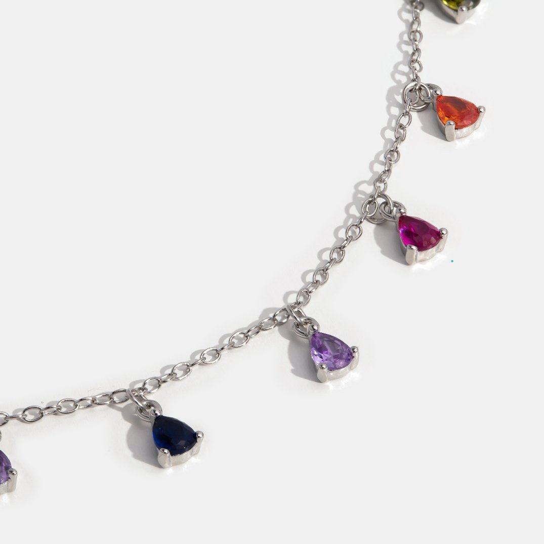 Crystal Rainbow Silver Necklace - Beautiful Earth Boutique