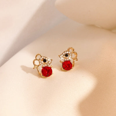 Crystal Red Mouse Earrings - Beautiful Earth Boutique