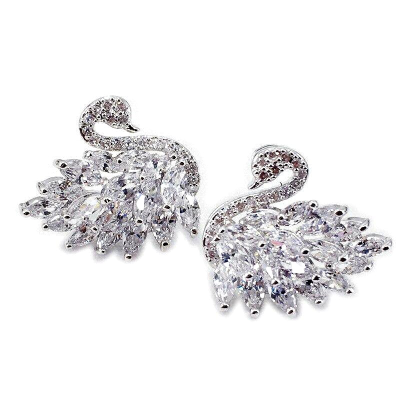 Crystal Swan Earrings