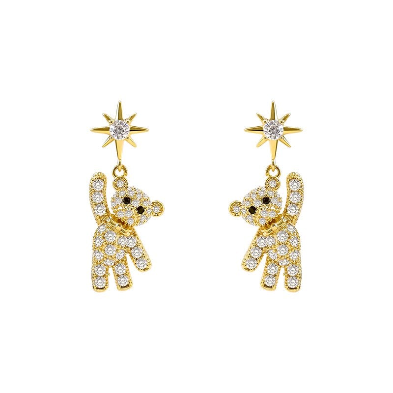 Crystal Teddy Bear Earrings