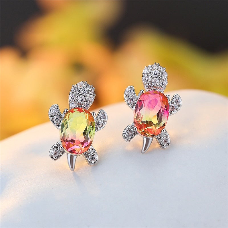 Crystal Turtle Earrings