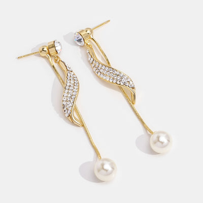 Crystal Wave Pearl Drop Earrings - Beautiful Earth Boutique