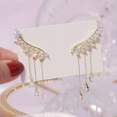 Crystal Wing Tassel Earring Cuff