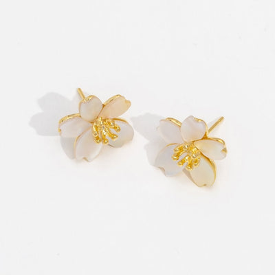 Dahlia Shell Flower Earrings - Beautiful Earth Boutique