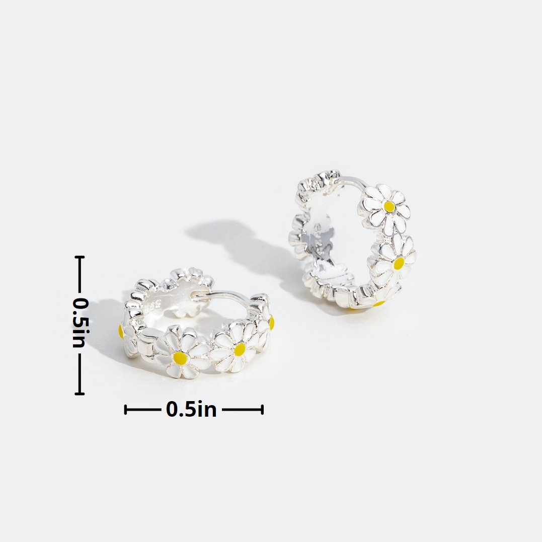 Daisy Flower Silver Hoop Earrings - Beautiful Earth Boutique