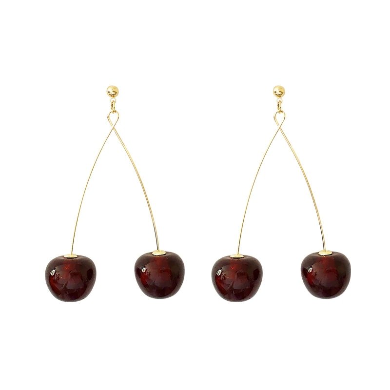 Double Cherry Drop Earrings