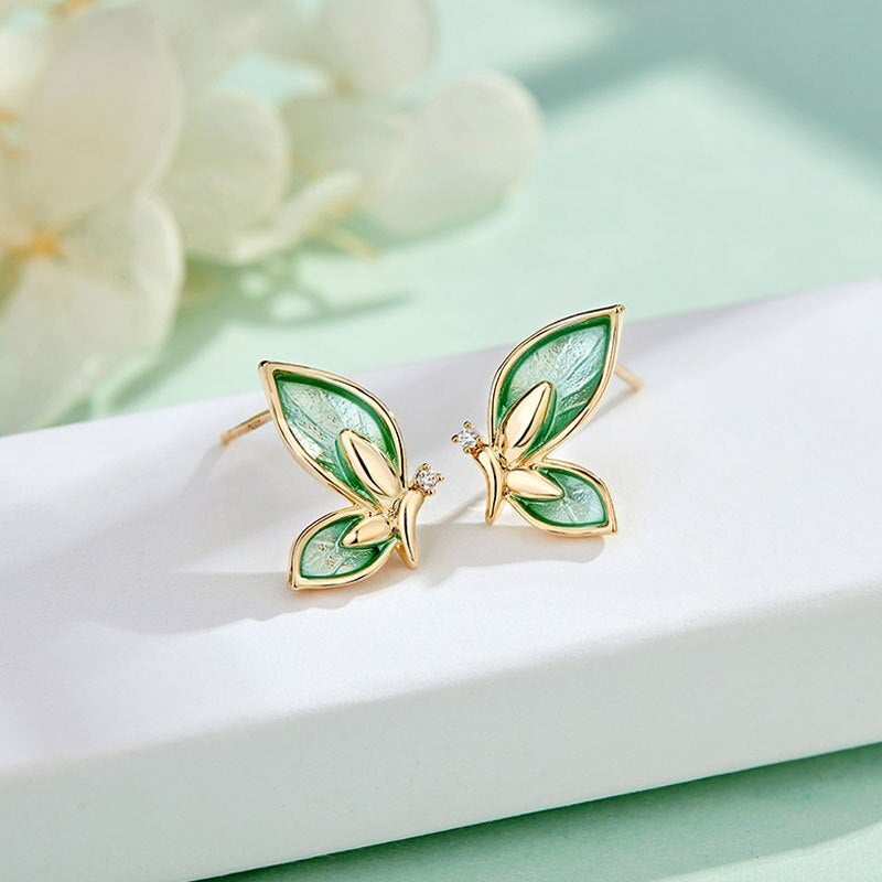 Enamel Butterfly Wing Earrings