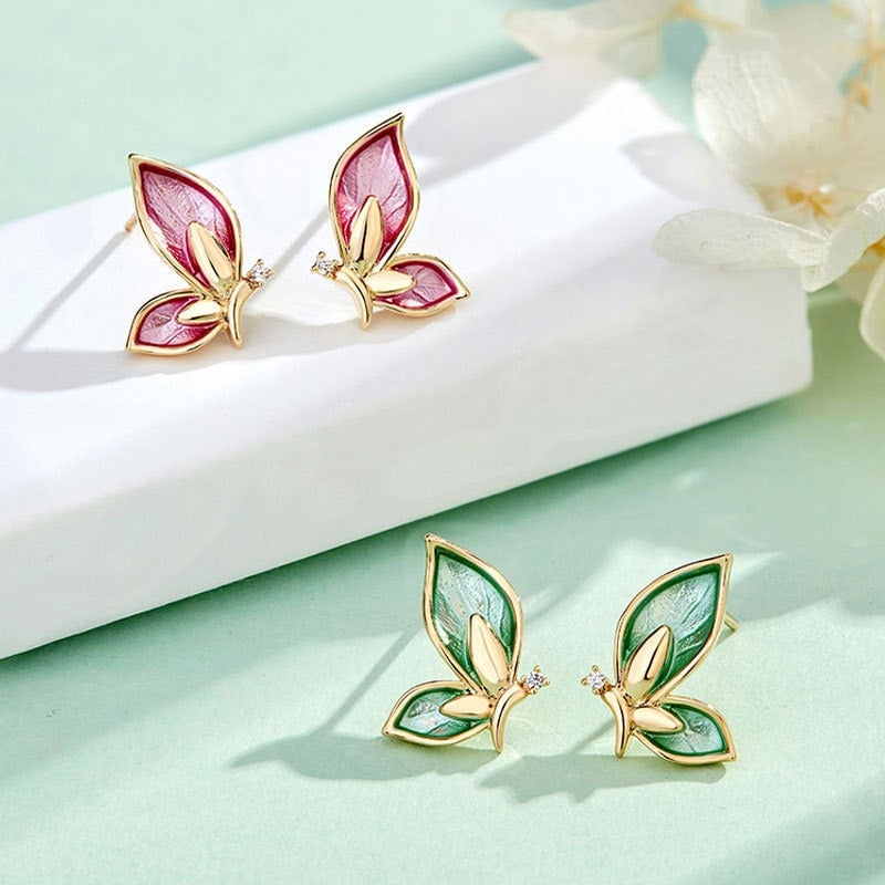 Enamel Butterfly Wing Earrings