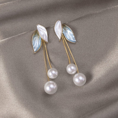 Falling Leaf Pearl Tassel Earrings - Beautiful Earth Boutique