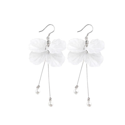 Flower Petal Pearl Drop Earrings