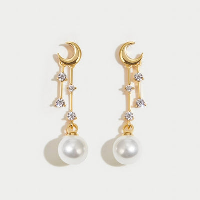 'For the Dreamer' Moon & Pearl Earrings - Beautiful Earth Boutique UK