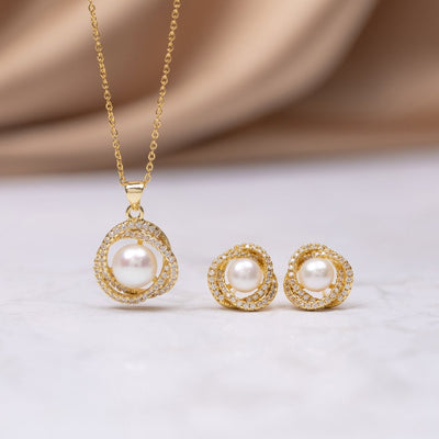 ‘Forever Love’ Pearl Earrings & Necklace Set - Beautiful Earth Boutique