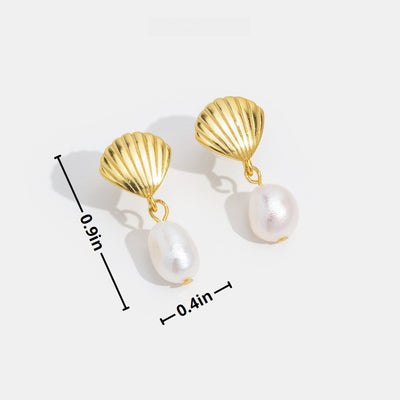 Freshwater Pearl & Gold Shell Earrings - Beautiful Earth Boutique