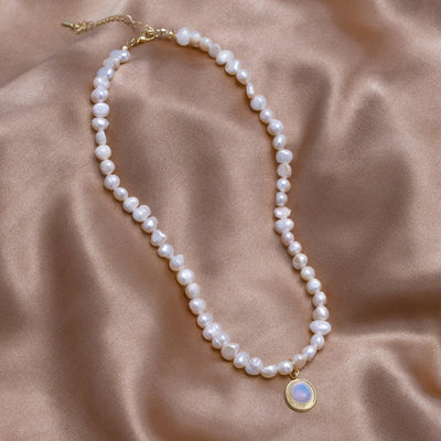 Freshwater Pearl & Moonstone Necklace - Beautiful Earth Boutique