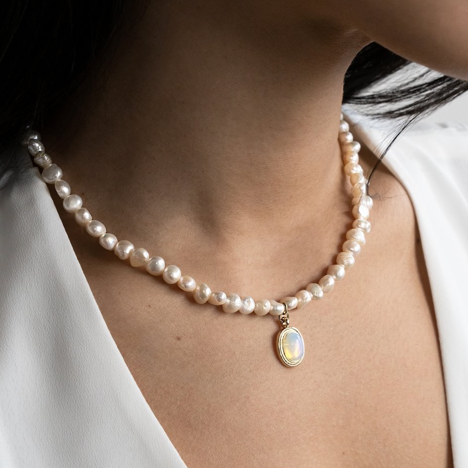 Freshwater Pearl & Moonstone Necklace - Beautiful Earth Boutique