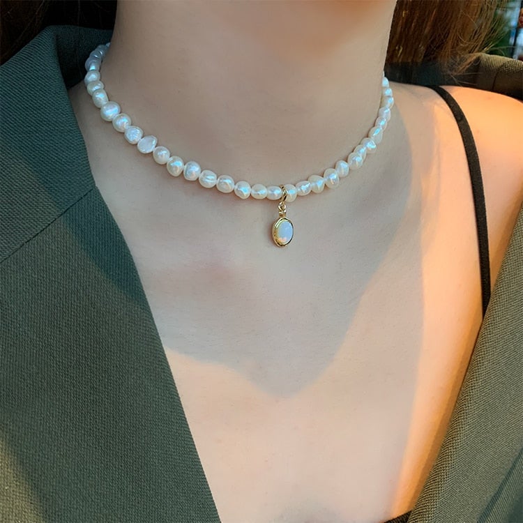 Freshwater Pearl & Moonstone Necklace