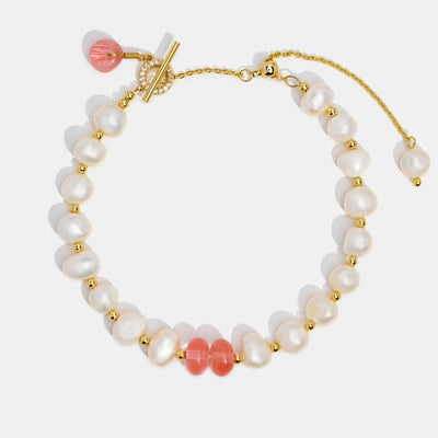 Freshwater Pearl & Pink Aventurine Bracelet - Beautiful Earth Boutique