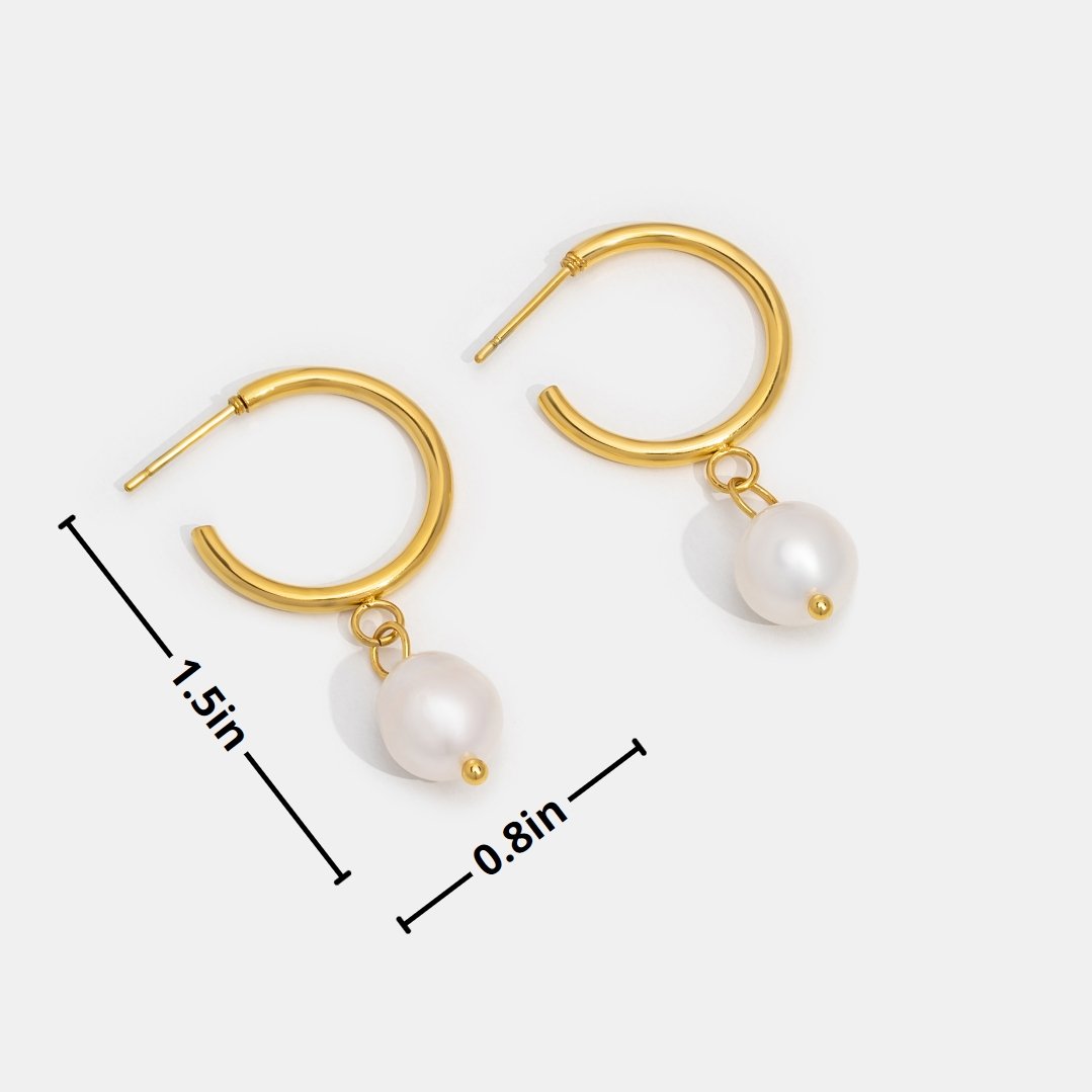 Freya Gold Hoop Pearl Earrings - Beautiful Earth Boutique