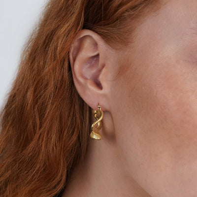 Geometric Wave Gold Hoop Earrings - Beautiful Earth Boutique