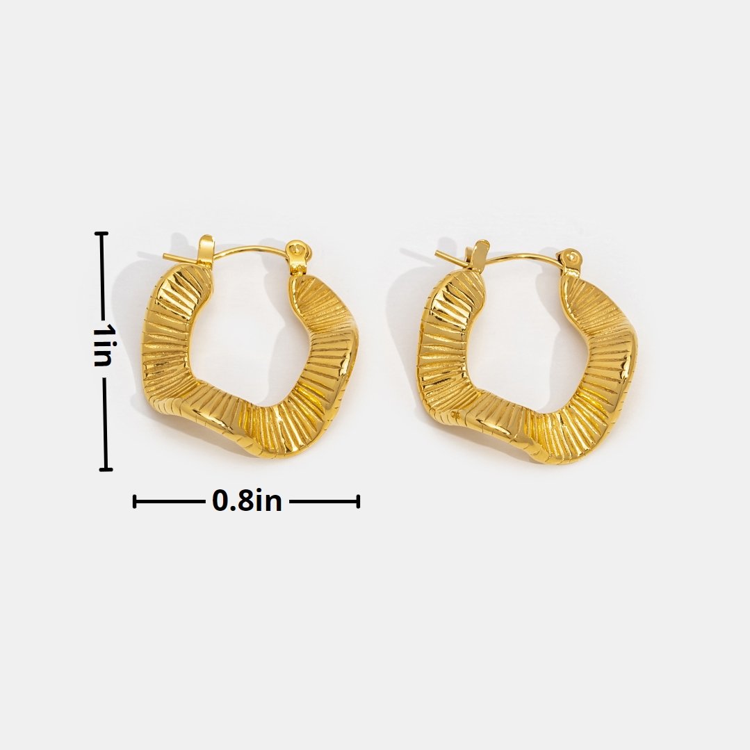 Geometric Wave Gold Hoop Earrings - Beautiful Earth Boutique