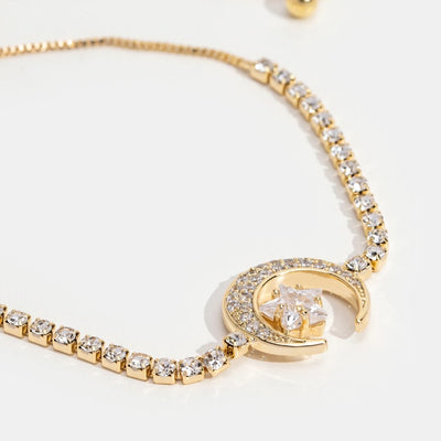 Gold & Crystal Crescent Moon Bracelet - Beautiful Earth Boutique