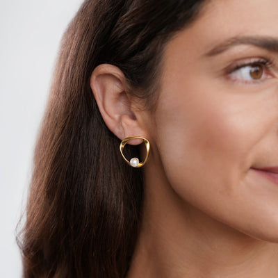 Gold Hoop Pearl Earrings - Beautiful Earth Boutique