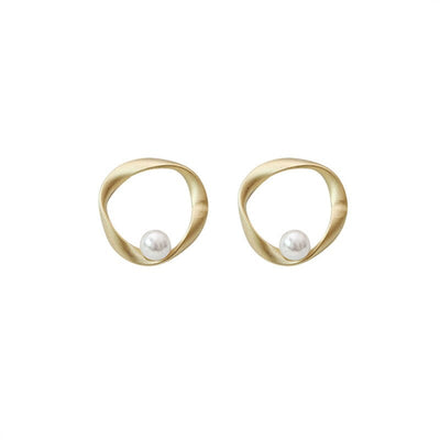 Gold Hoop Pearl Earrings