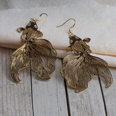 Gold Koi Fish Earrings