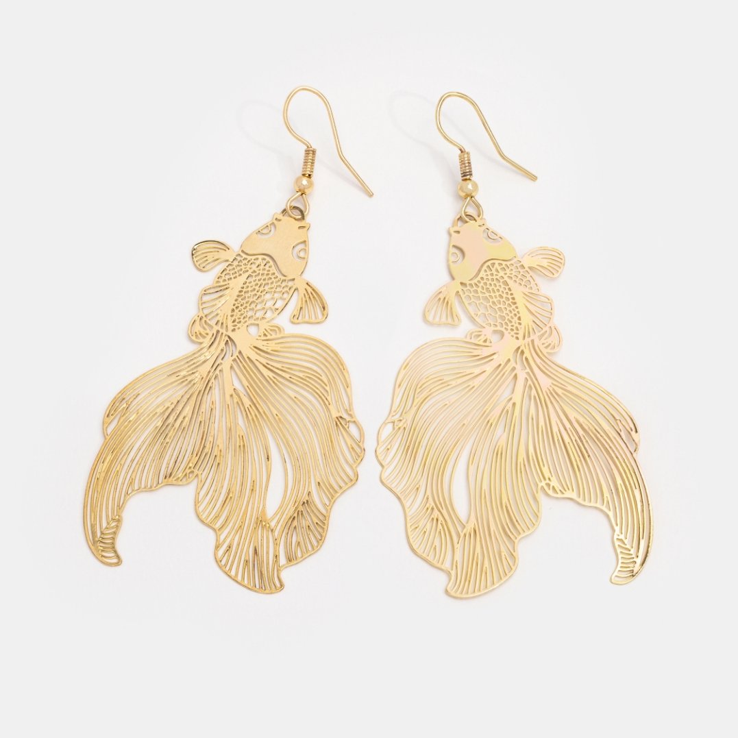 Gold Koi Fish Earrings - Beautiful Earth Boutique