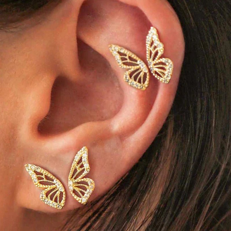 Gold Mia Butterfly Wing Earrings - Beautiful Earth Boutique