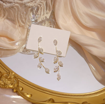 Gold Plated Crystal Vine Earrings & Necklace Set - Beautiful Earth Boutique