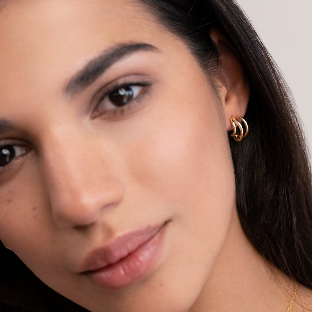 Gold Triple Claw Hoop Earrings - Beautiful Earth Boutique