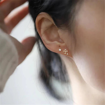 Gold Umbrella Stud Earrings - Beautiful Earth Boutique