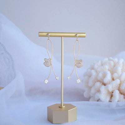 Golden Butterfly Drop Earrings