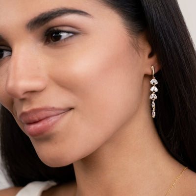 Golden Crystal Leaf Vine Earrings - Beautiful Earth Boutique