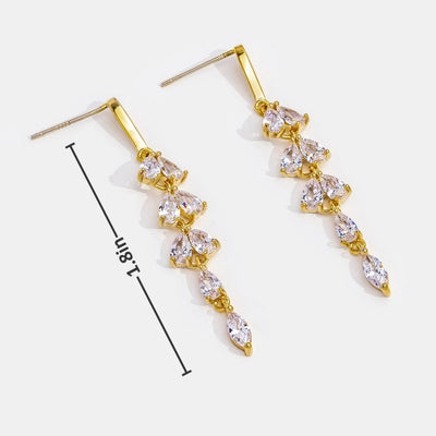 Golden Crystal Leaf Vine Earrings - Beautiful Earth Boutique