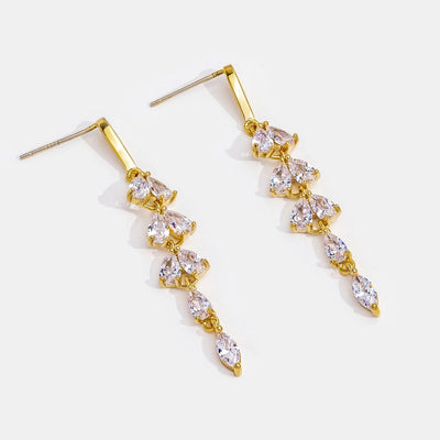 Golden Crystal Leaf Vine Earrings - Beautiful Earth Boutique