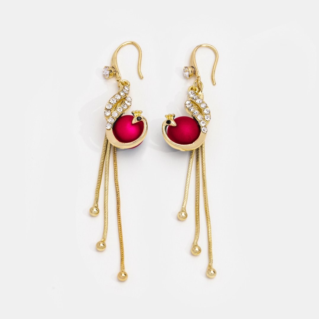 Golden Peacock Drop Earrings - Beautiful Earth Boutique