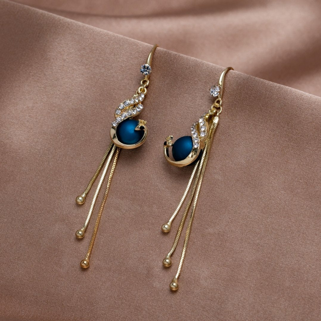 Golden Peacock Drop Earrings - Beautiful Earth Boutique