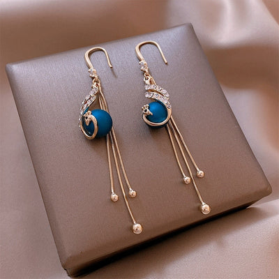 Golden Peacock Drop Earrings - Beautiful Earth Boutique