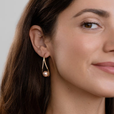 Golden Pearl Drop Earrings - Beautiful Earth Boutique