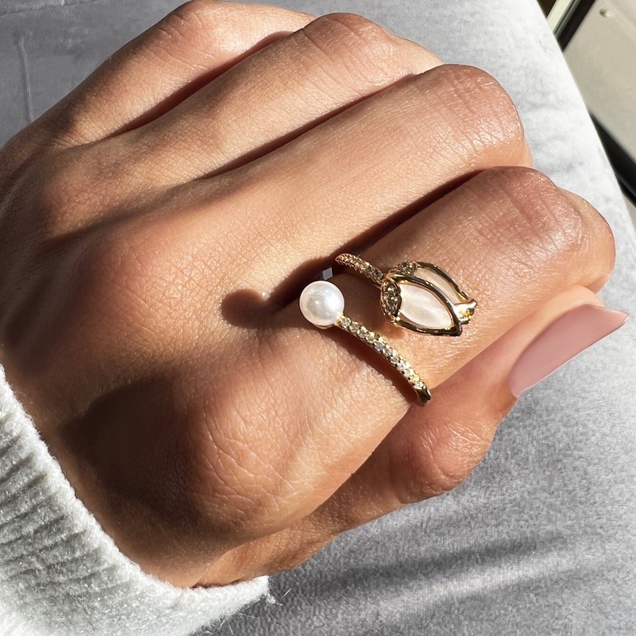 Golden Tulip White Opal Ring - Beautiful Earth Boutique